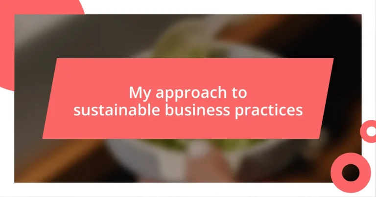 My approach to sustainable business practices