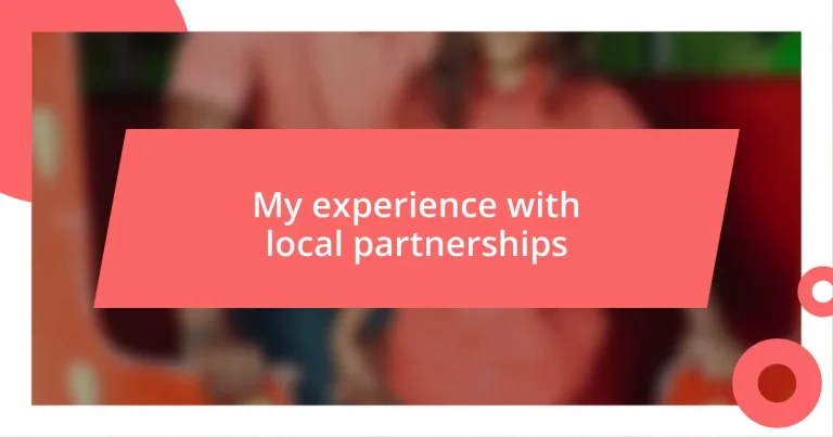 My experience with local partnerships