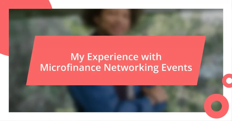 My Experience with Microfinance Networking Events