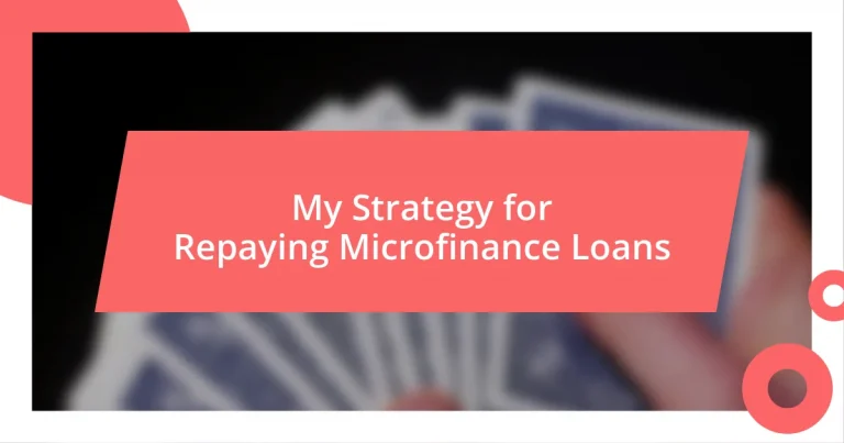 My Strategy for Repaying Microfinance Loans