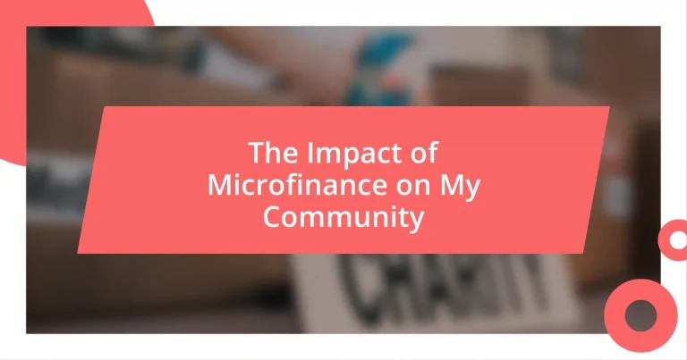 The Impact of Microfinance on My Community