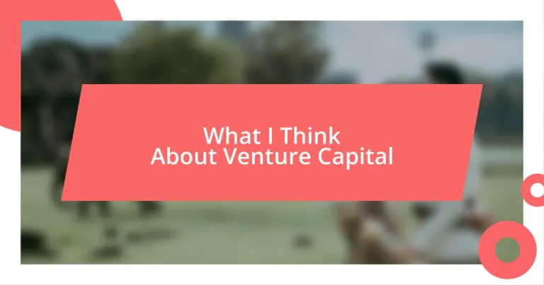 What I Think About Venture Capital