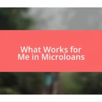 What Works for Me in Microloans