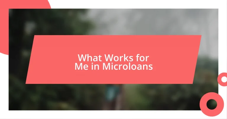 What Works for Me in Microloans