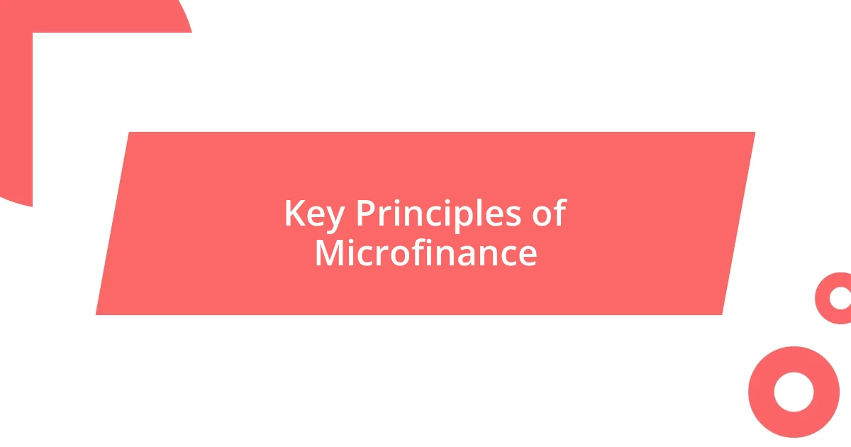 Key Principles of Microfinance